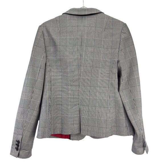 BANANA REPUBLIC Classic Fit Glen Plaid One-Button Gray w/ Red Lining Blazer 8 - Picture 2 of 5